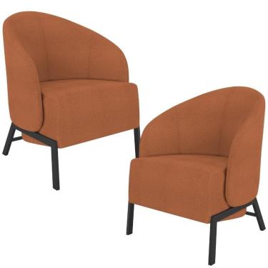 Imagem de Kit 02 Poltronas Decorativa Para Sala Living Pés Industrial Sierra K01 Bouclê Terracota - Lyam Decor
