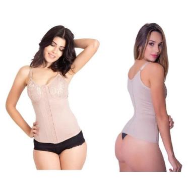 Imagem de Cinta Modeladora Corpete Corselet Com Barbatanas 4 Bojo Alta Compressã