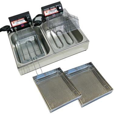 Imagem de Fritadeira Elétrica Industrial 2 Cubas Antichamas 220V Com 2 Escorredores M