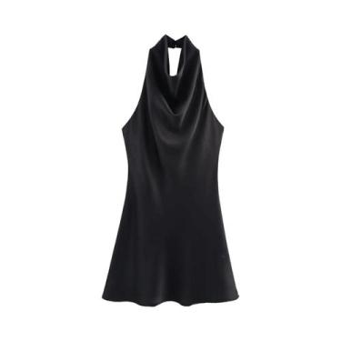 Imagem de Vestido Feminino De Verão Em Cetim De Seda Sem Costas, Simples, Elegan