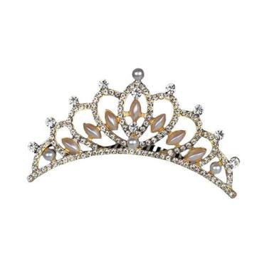 Imagem de Clipe De Coroa De Princesa Para Crianças Com Cristais, Pérolas E Stras