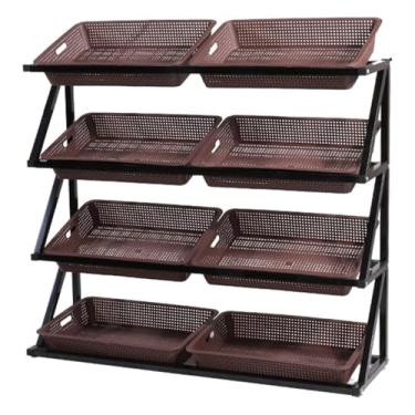 Imagem de Prateleiras de vegetais de supermercado – Rack alto para exibição de frutas e legumes, organizador de armazenamento comercial de 120 cm para lanches, batatas, cebolas e produtos