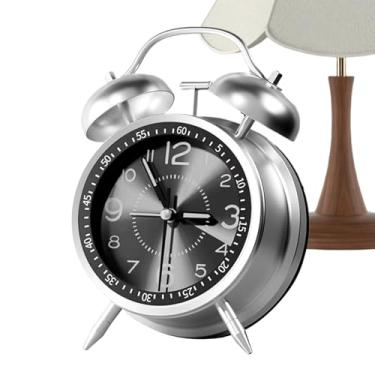 Imagem de Despertador de quarto, despertador analógico clássico de mesa | Relógio silencioso sem tique-taque com sino para adolescentes meninas meninos crianças idosos adultos dormitório
