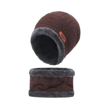 Imagem de Gorro De Inverno Masculino Com Forro De Lã, Cachecol De Lã Grosso, Bal