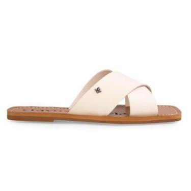 Imagem de Sandália Rasteira Couro Animal Print Cravo E Canela - Branco Off-Feminino