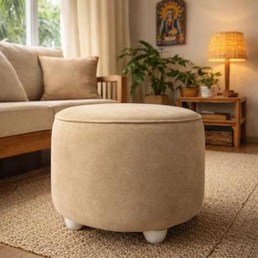 Imagem de Puff Suede Bege Decorativo Confortável Para Sala - PUFFS PUFE