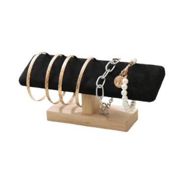 Imagem de Suporte Expositor De Joias Em Formato T De Madeira Para Pulseiras, Rel