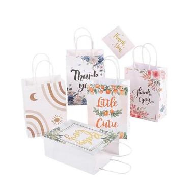 Imagem de Conjunto de sacolas de presente Thank You Floral & Boho Kraft Paper, 1