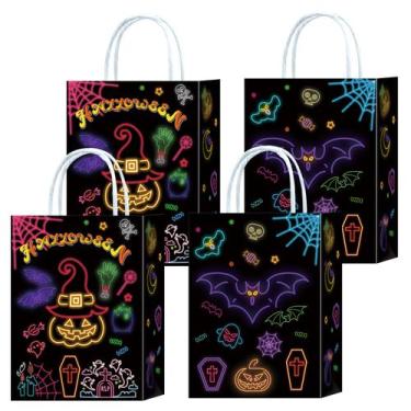 Imagem de Sacola de presente Halloween Bat Pumpkin White Kraft Packer, pacote co