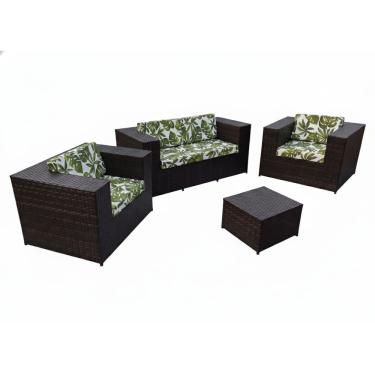 Imagem de Conjunto Sofá e Poltronas Quadrado fibra sintética Jardim Varanda 