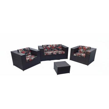 Imagem de Conjunto Sofá e Poltronas Quadrado fibra sintética Jardim Varanda 