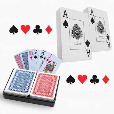 Imagem de Kit 2 Jogos de Baralho Completo Naipe Grande Plástico Plastificado c/Estojo Lavável Resistente Tradicional Duplo 108 Cartas