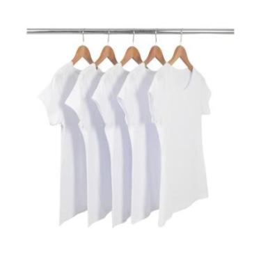 Imagem de Kit 5 Camisetas Femininas de Algodão Premium Baby Look Básica Lisa-Feminino