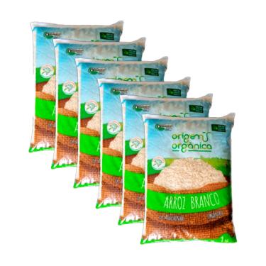 Imagem de Kit 6X: Arroz Agulhinha Longo Branco Origem Orgânica 1kg