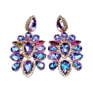 Imagem de Brincos Grandes De Strass Em Formato De Lustre Para Mulheres, Joia Pen