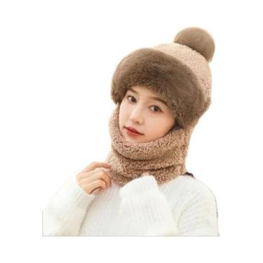Imagem de Balaclava Térmica Feminina De Inverno Com Forro De Lã E Gorro (2 Peças