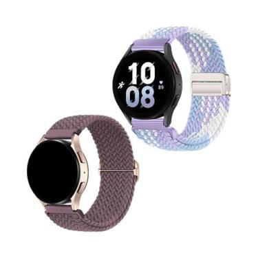 Imagem de Pulseira Magnética 2 Peças, Faixa Elástica Trançada De Nylon Para Reló