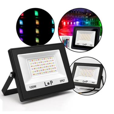 Imagem de Refletor LED RGB 100W Bivolt IP67 com Controle Remoto - Nilo-imports