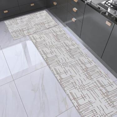 Imagem de Conjunto 2 Peças Tapete Cozinha Passadeira 1,30m X 0,45m Capacho 0,65m