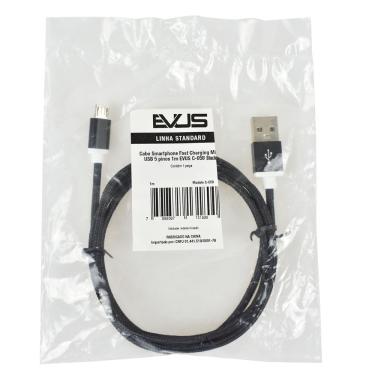 Imagem de Cabo Usb Evus Fast Charge Micro Usb 5p 1.0m C-058 Preto