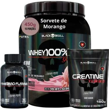 Imagem de Kit Black Skull - Whey 100% HD POTE Gourmet 450g + Creatina Monohidrat