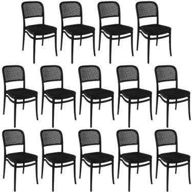 Imagem de Kit 14 Cadeiras de Jantar Roma para Sala e Cozinha - ALL BLACK - Magaz
