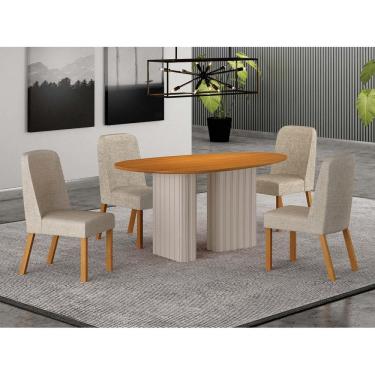 Imagem de Conjunto jantar 4 cadeiras maciça 1,35x90 Iza - Arbo Design