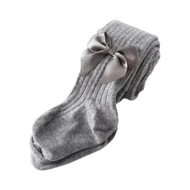 Imagem de Meia-Calça Infantil de Algodão com Laço - Cintura Alta para Bebês e Me