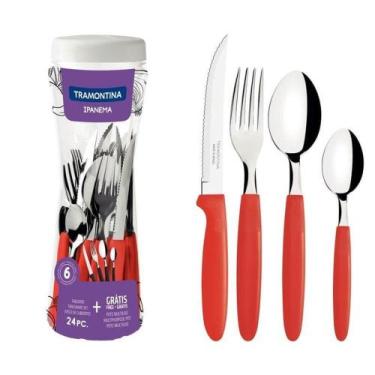 Imagem de Faqueiro Tramontina Ipanema 24 Peças Inox Vermelho