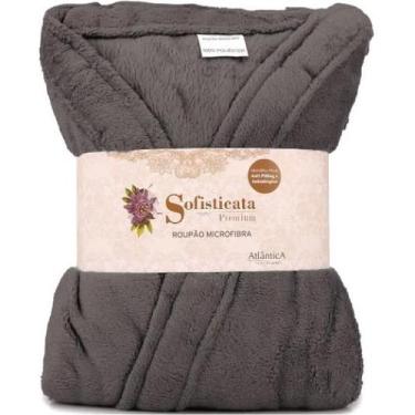 Imagem de Roupão Microfibra Plush Inverno Frio Toque Macio Unissex Cor:Cinza Urb