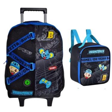 Imagem de Kit Mochila de Carrinho Escolar Infantil + Lancheira Clio Brancoala, P