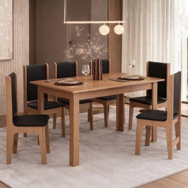 Imagem de Conjunto Sala de Jantar com 6 Cadeiras Luana Yescasa Mel/Preto