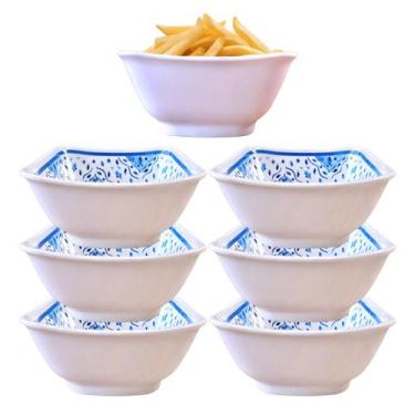 Imagem de 6 Tigelas Pote Bowl Quadrada De Melamina Decorada 750ml - Fx