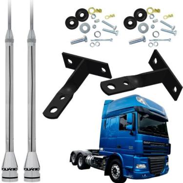 Imagem de Kit 2 Antena Móvel Px 2,70 metros Alongador Inox 60cm Suporte Traseiro