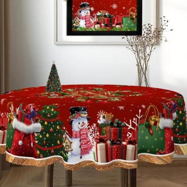 Imagem de Toalha De Mesa De Poliéster Estampada De Natal Com Adesivos Autoadesiv
