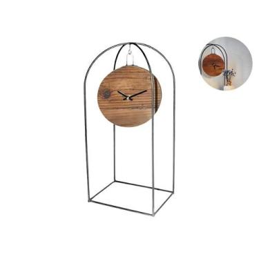Imagem de Relógio Decorativo De Mesa Suspenso Em Madeira E Metal - Casa Hera Mar