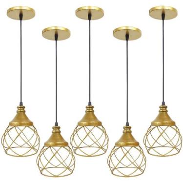 Imagem de 5 Pendentes Aramado Esfera Balonê Lustre Luminária Teto Regulável Sala