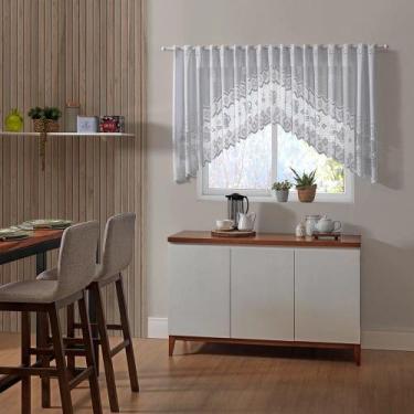 Imagem de Cortina Cozinha Renda Cascata Clássica Bule 300x100 - Interlar, Branca