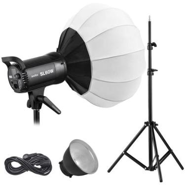 Imagem de Kit Iluminador Led De Estúdio Godox Sl60w + Softbox Lanterna Greika 65