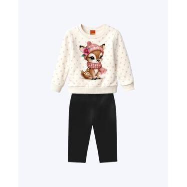 Imagem de Conjunto Moletom e Calça Legging Infantil Feminino Kyly 1001513, Offwh