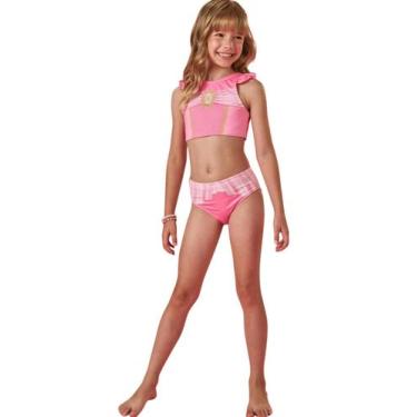 Imagem de Biquíni Infantil Princesa Rosa Com Strass Praia Piscina, Rosa, 10 anos