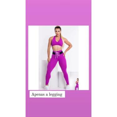 Imagem de Legging poliamida, lisa com cadarço - MF  MODA FITNESS , Preto, M
