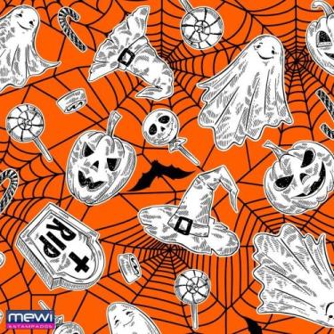 Imagem de TNT Estampado 1,40M 40G Halloween Fundo Laranja RL-25MTS - Mewi