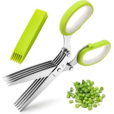 Imagem de Tesoura de Cozinha 5 Lâminas Aço Inoxidável Culinária Multiuso Cortar 
