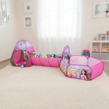 Imagem de Toca Barraca Infantil Princesa Colorida 3 Em 1 Túnel Piscina - DM TOYS