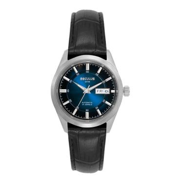 Imagem de Relógio Masculino Relógio Automático Couro Croco Preto Clássico Séculus 38MM