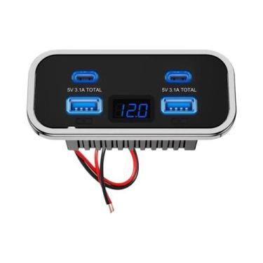 Imagem de Tomada USB 12V Para RV 76W Com Carregador De Painel De Parede Duplo PD