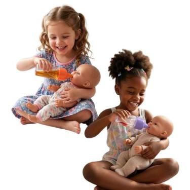 Imagem de Kit 2 Mamadeiras Mágica Acessório p/ Boneca Suquinho Suco Brinquedo Pi