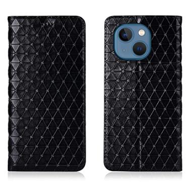 Imagem de LAHappyL Capa para iPhone 13 Pro Max/13 Pro/13/13 Mini, capa carteira flip de couro legítimo com suporte para cartão e suporte de bolsa de adsorção magnética oculta, preta, 13 mini 5,4 polegadas