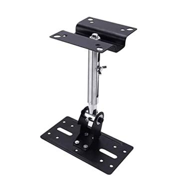 Imagem de Pkfinrd Suporte para Ktv preto durável ajustável de 180 graus para economia de espaço, fácil instalação, suporte de parede de aço para alto-falante, teto doméstico